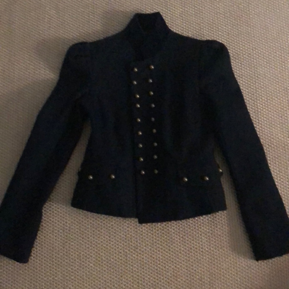 military style black blazer with velvet collar